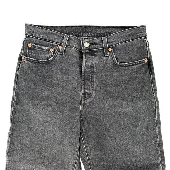 NWT Levis 501 Womens Black Cropped High Rise Straight Denim Jeans W29 L26 - Picture 3 of 11